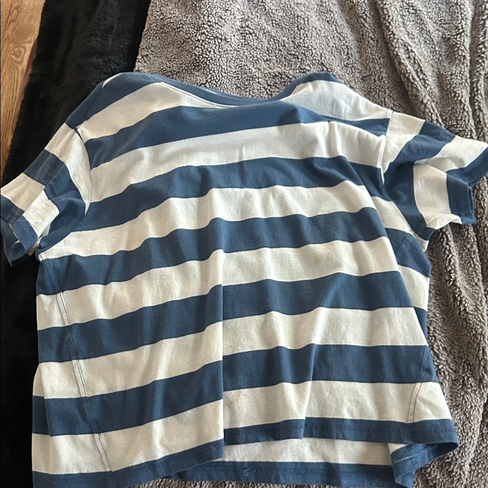 American Eagle By Payless Blue and White Striped Tee